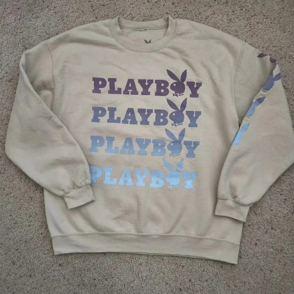 Playboy Cream Oversized Crewneck Sweater Size‎ Large